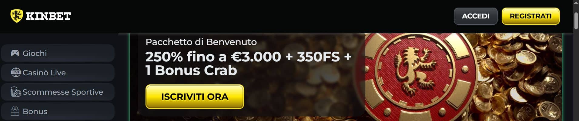 kinbet miglor casino straniero per chi usa crypto