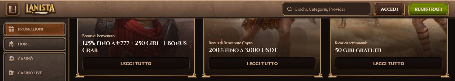 lanista casino crypto con bonus in criptovalute